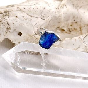 Ooak Sterling Silver Blue Flash Rainbow Moonstone In Black Tourmaline Ring